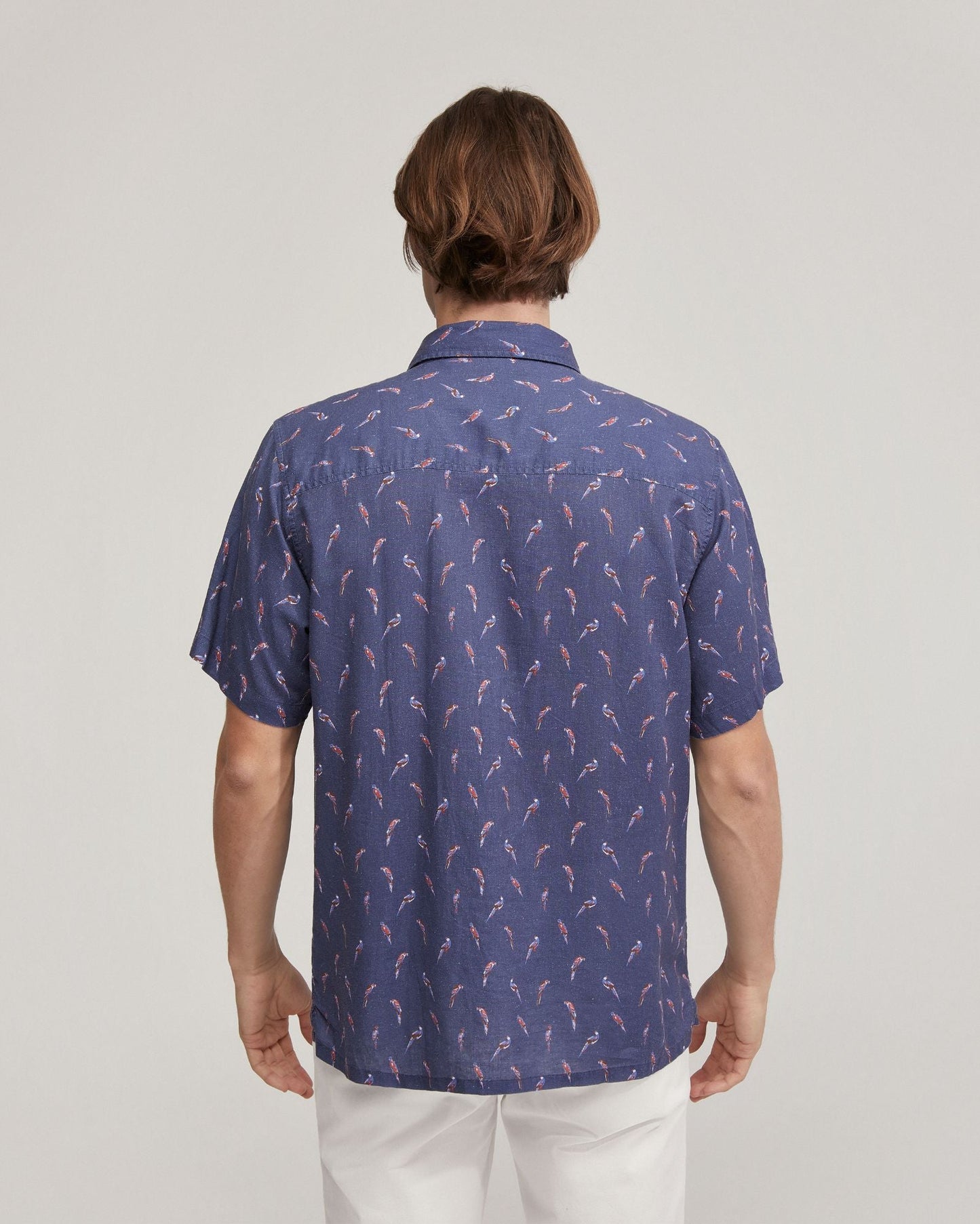 Vinny Linen Blnd Short Sleeve Printed Shirt