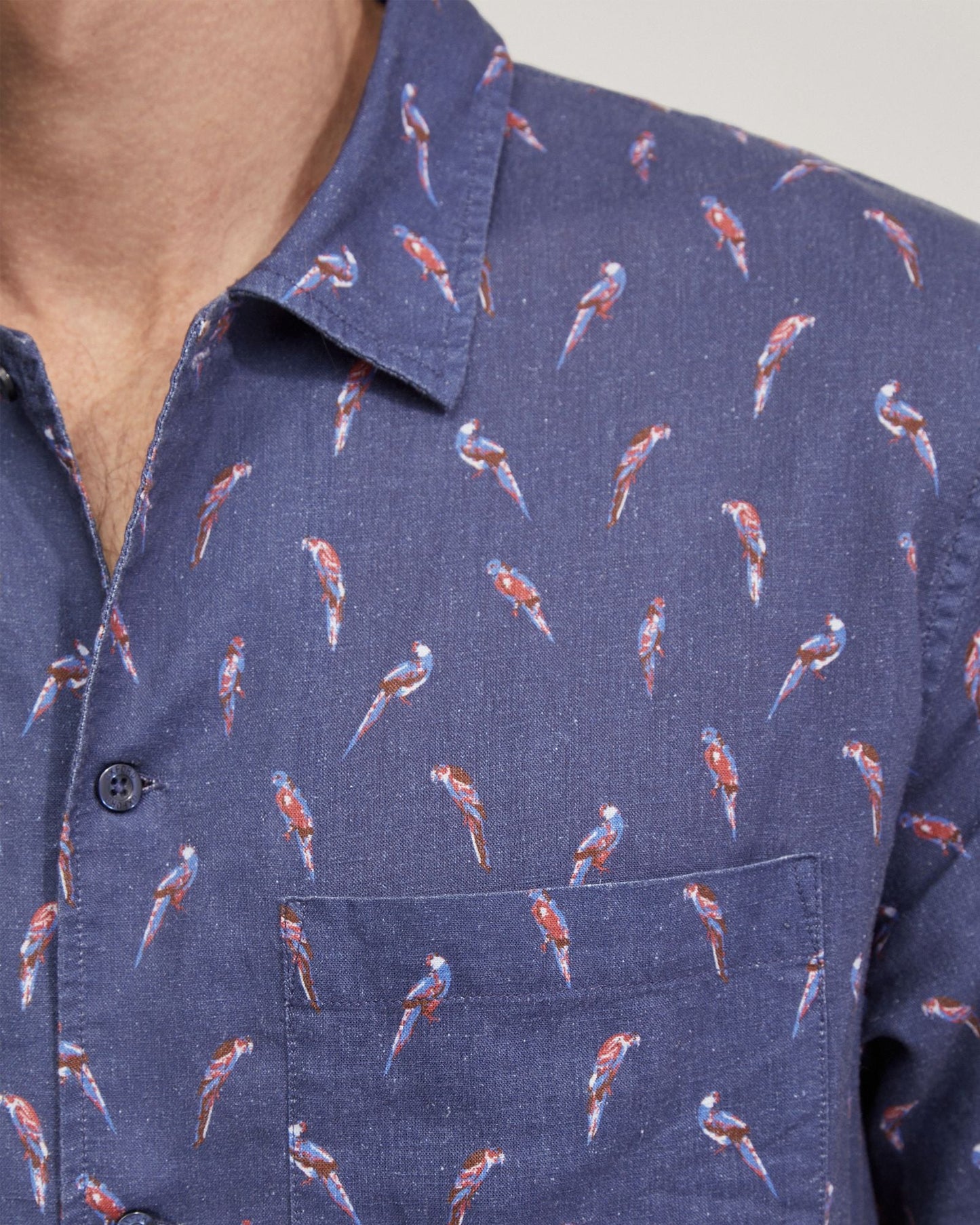 Vinny Linen Blnd Short Sleeve Printed Shirt