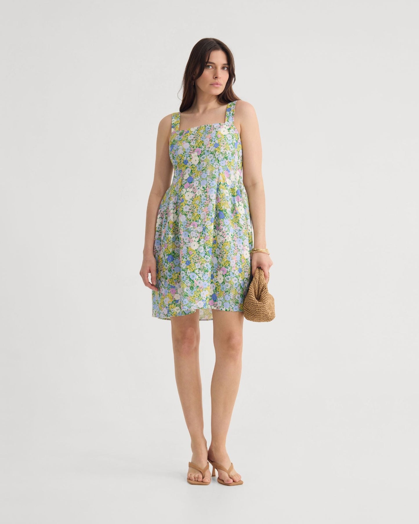 Terra Ditsy Floral Linen Dress