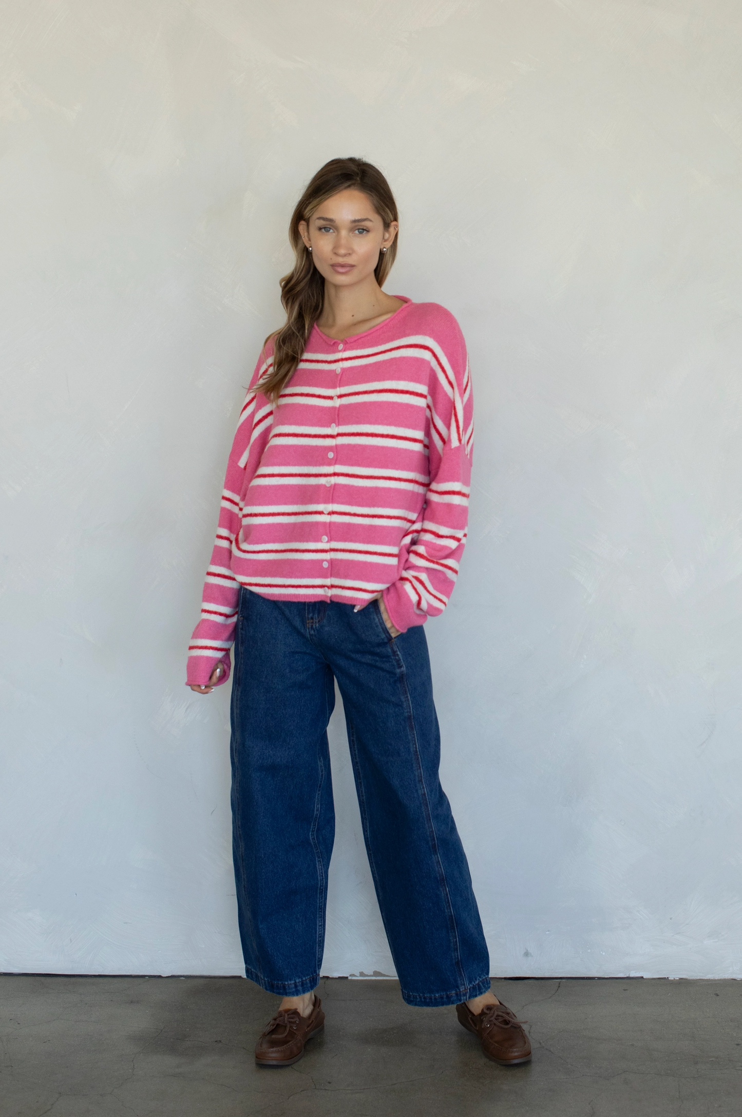 mila varsity stripe cardigan