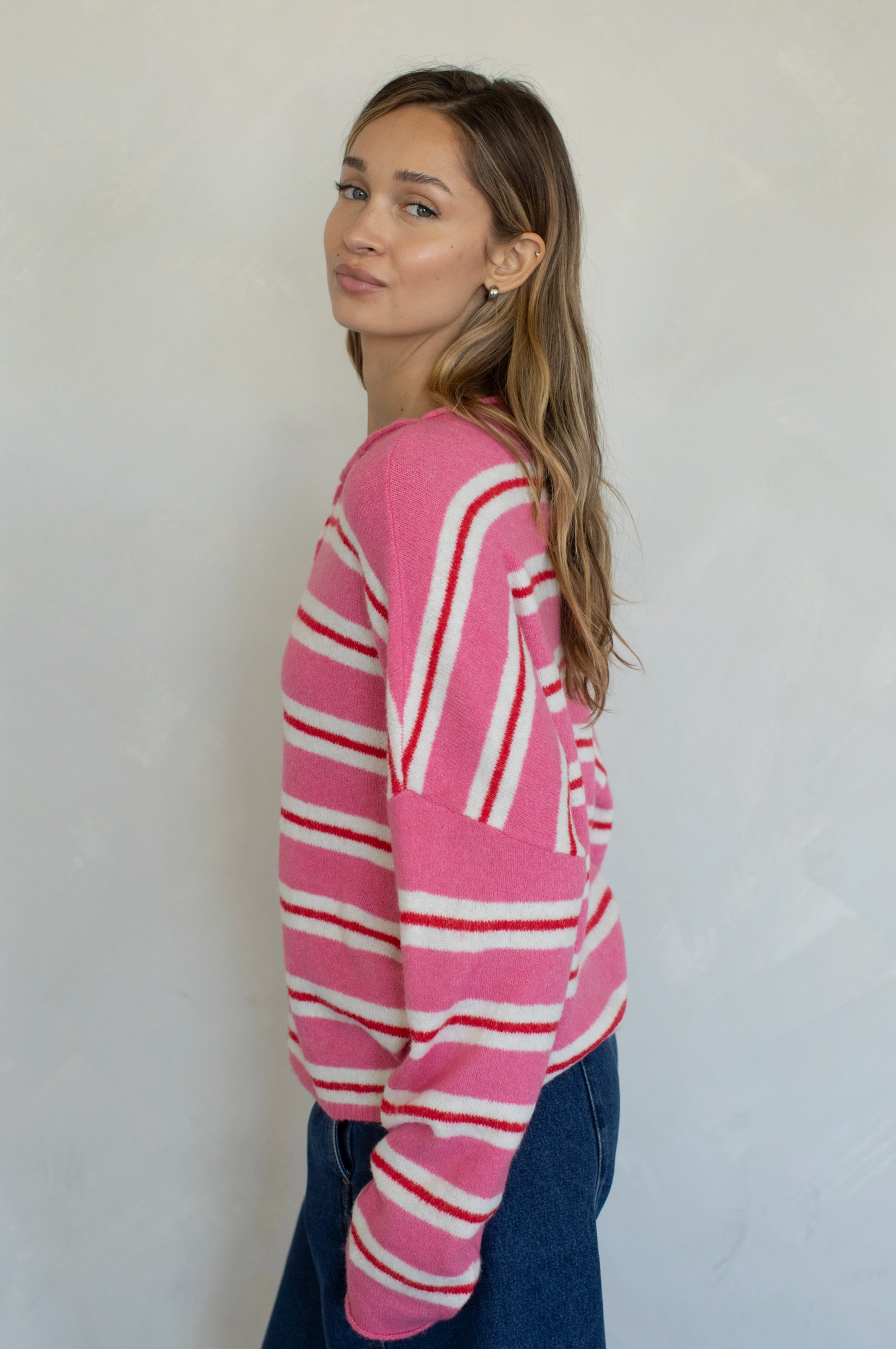 mila varsity stripe cardigan