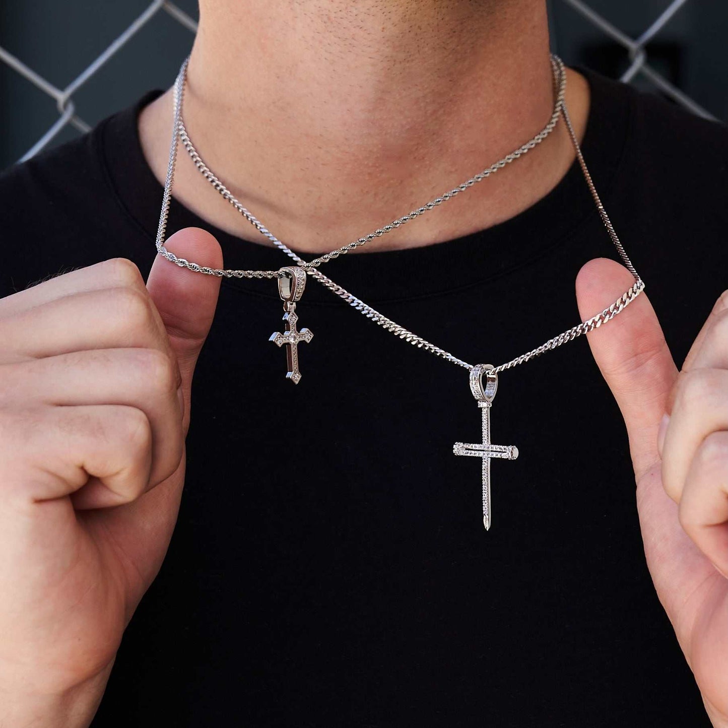 2 Chains + 2 Pendants - White Gold