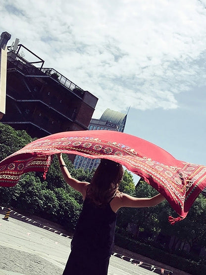 復古防曬流蘇印花旅行花披肩圍巾
