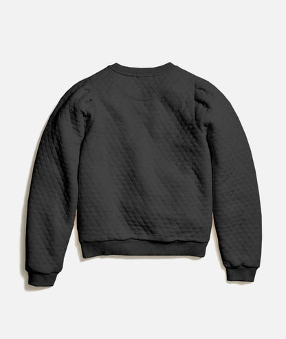 Women's Corbet Quilted Puff Sleeve Crewneck in Charcoal