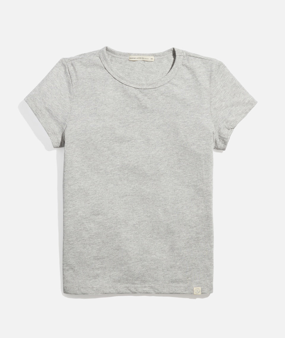 Women's Re-Spun Signature Crew in Light Heather Grey