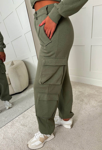 Airport Ready Khaki Zipped Jacket & Cargo Jogger Set