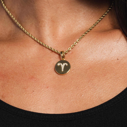 Astrology Coin Pendants in Yellow Gold