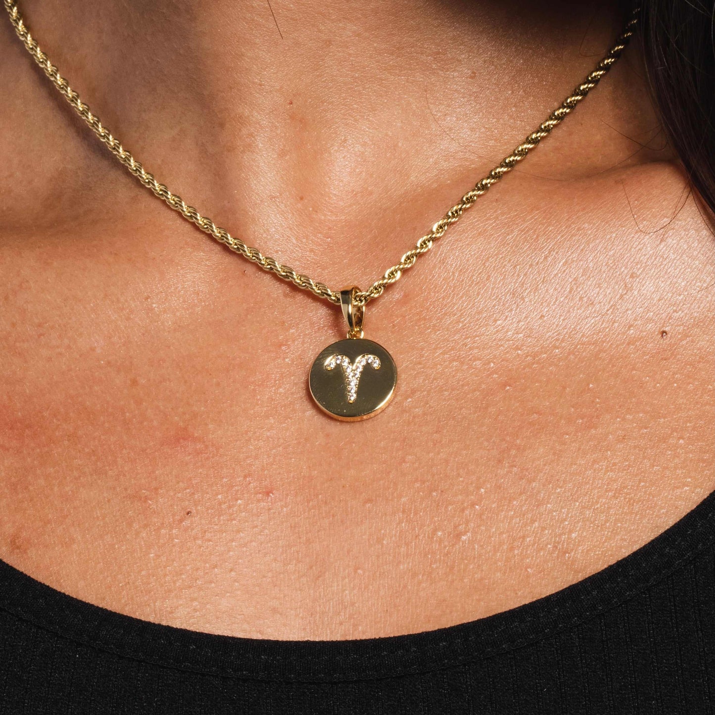 Astrology Coin Pendants in Yellow Gold