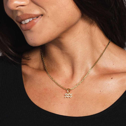 Astrology Pave Pendants in Yellow Gold