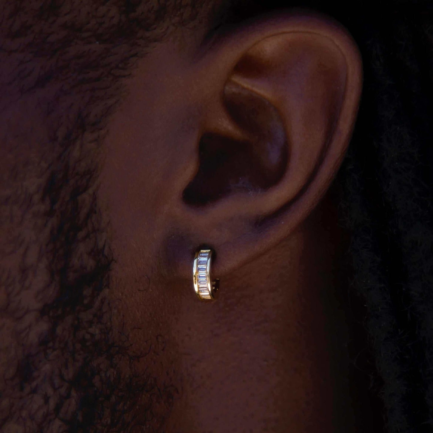 Baguette Hoop Earrings in Yellow Gold