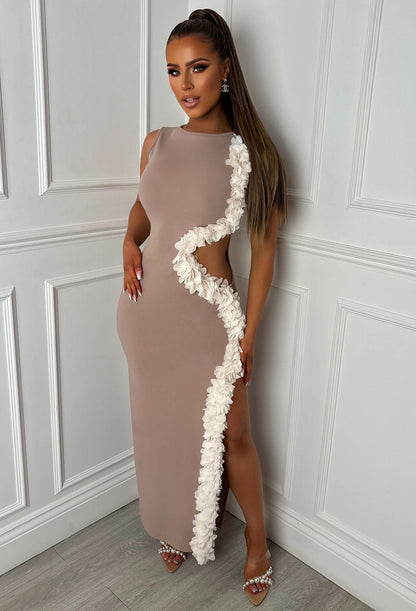 Billion Dollar Bae Taupe Cut Out Maxi Dress