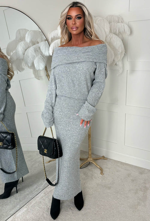 Cute As Ever Grey Marl Knitted Maxi Skirt