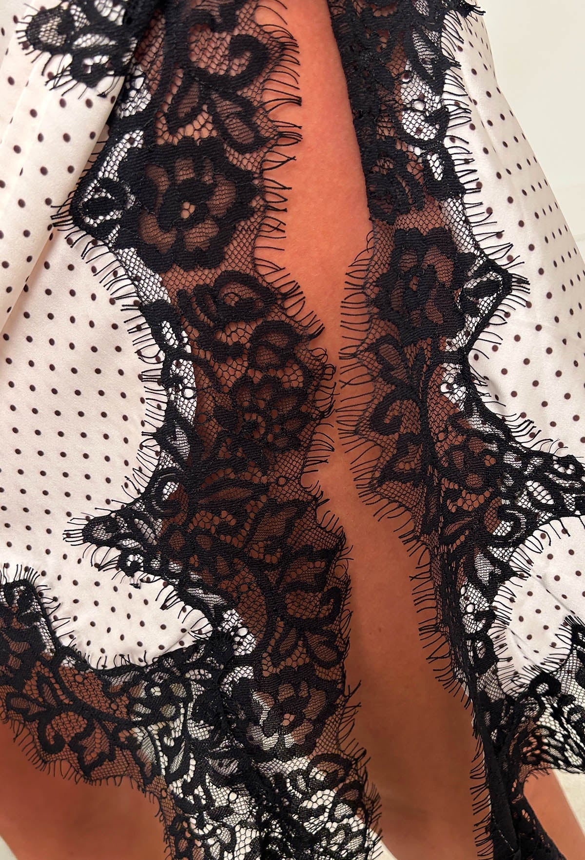 Darling Luxe Monochrome Polka Dot Satin Cami Midi Dress
