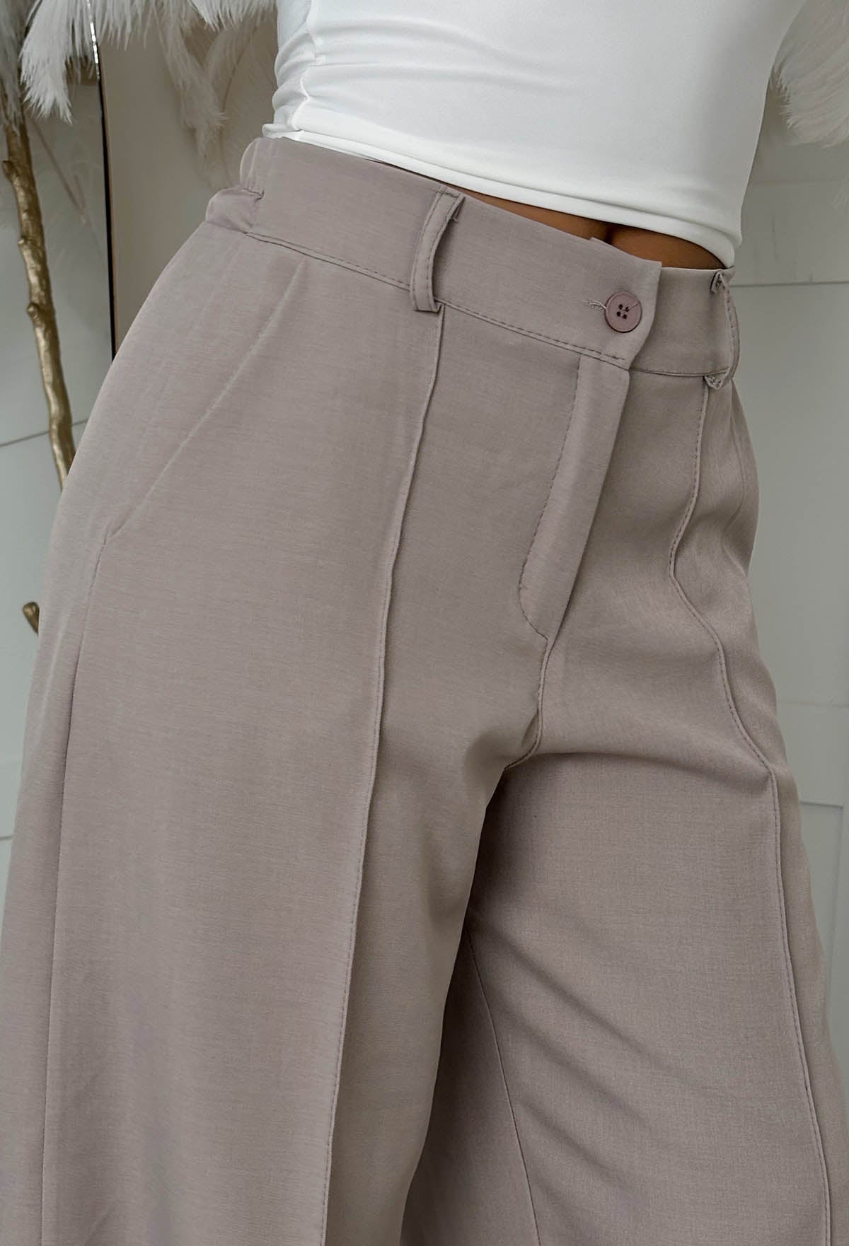 Dress For Success Mocha Barrel Fit Elasticated Waistband Trousers