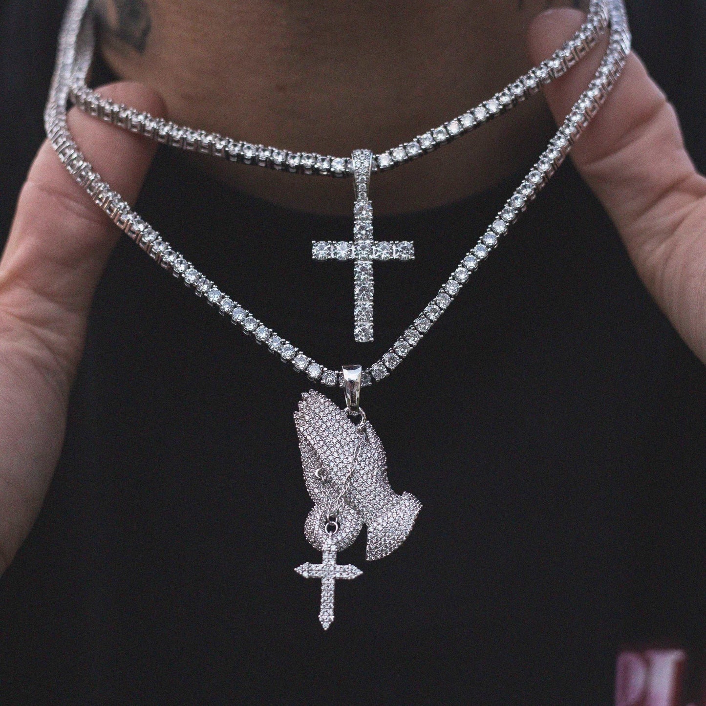 2 Chains + 2 Pendants - White Gold