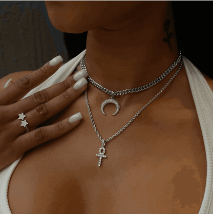 2 Chains + 2 Pendants - White Gold