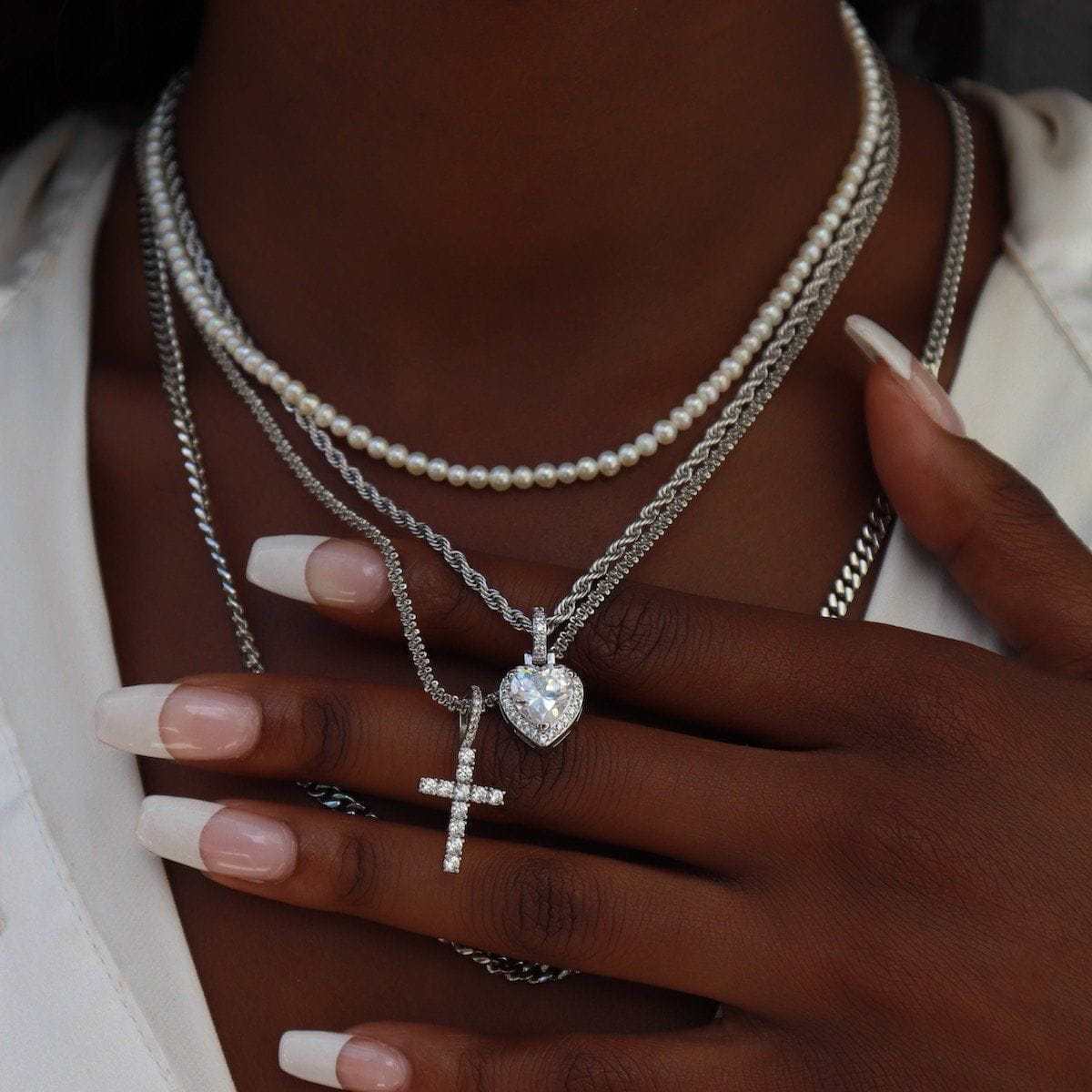 2 Chains + 2 Pendants - White Gold