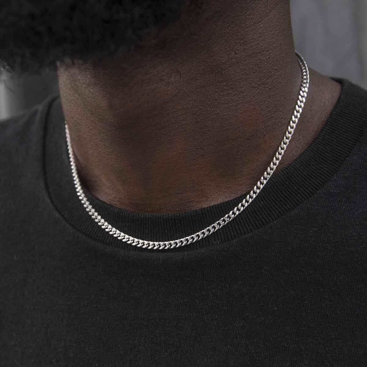 3mm Micro Cuban in White Gold