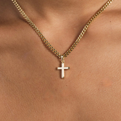 18k Vermeil Micro Simple Cross Pendant in Yellow Gold