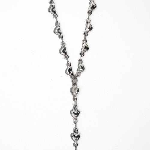 Adjustable Simple Heart Lariat Necklace in White Gold