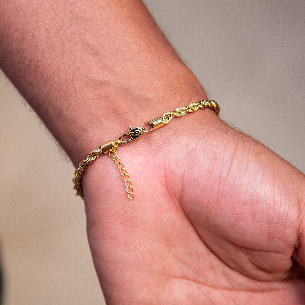 Adjustable Rope Chain Bracelet in Yellow Gold or White Gold - 4mm