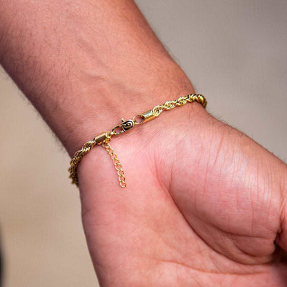 Adjustable Rope Chain + Bracelet Set in Yellow Gold - 4mm