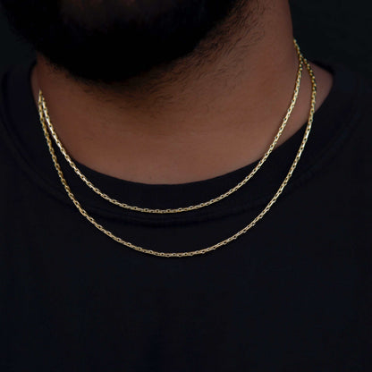 2mm Triangular Link Chain - Yellow Gold