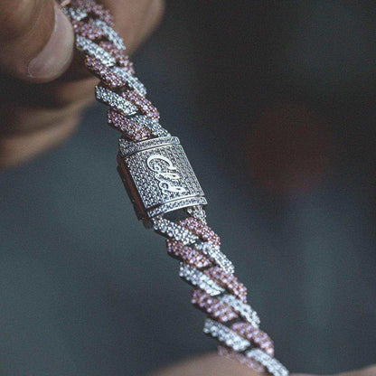 10mm Two-Tone Prong Link Chain in Rose/White Gold