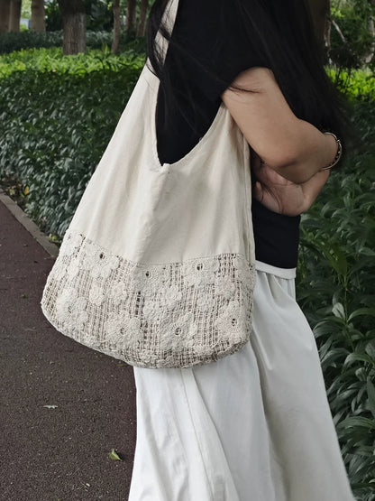 夏日度假大容量帆布手提袋 – 拼布肩背包